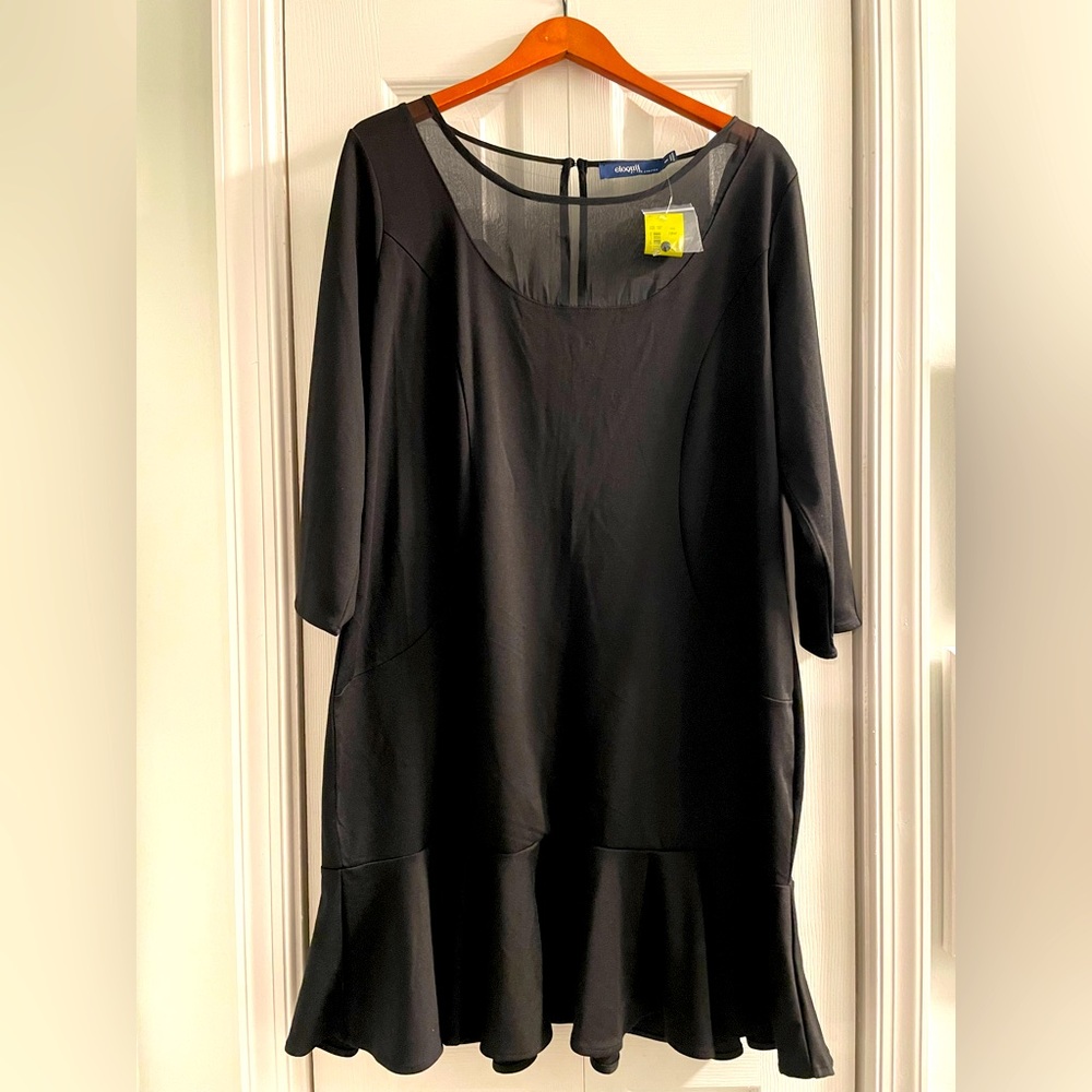Black party dress with ruffled hem